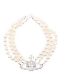 Vivienne Westwood Three Row Pearl Bas Relief Necklace | Silver | FARFETCH at Farfetch